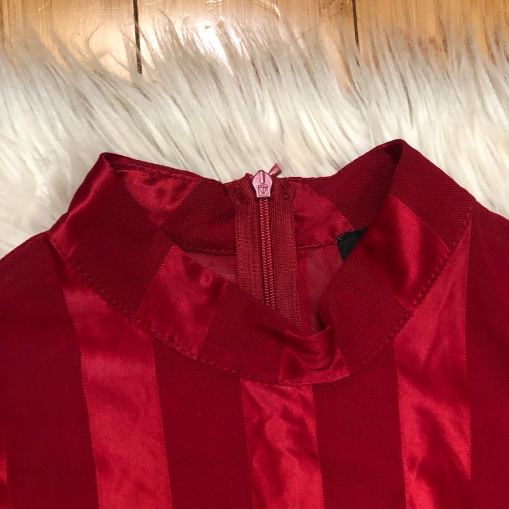 Pretty Little Thing Red Feather Satin Sheer Long Sleeves Party Mini Dress 4 - Picture 3 of 12